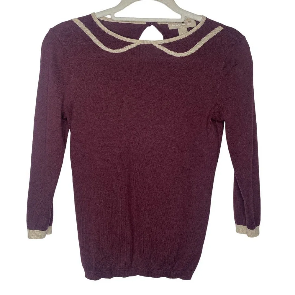 Banana Republic Career Maroon Sweater Shirt Extra Small XS - Picture 1 of 3